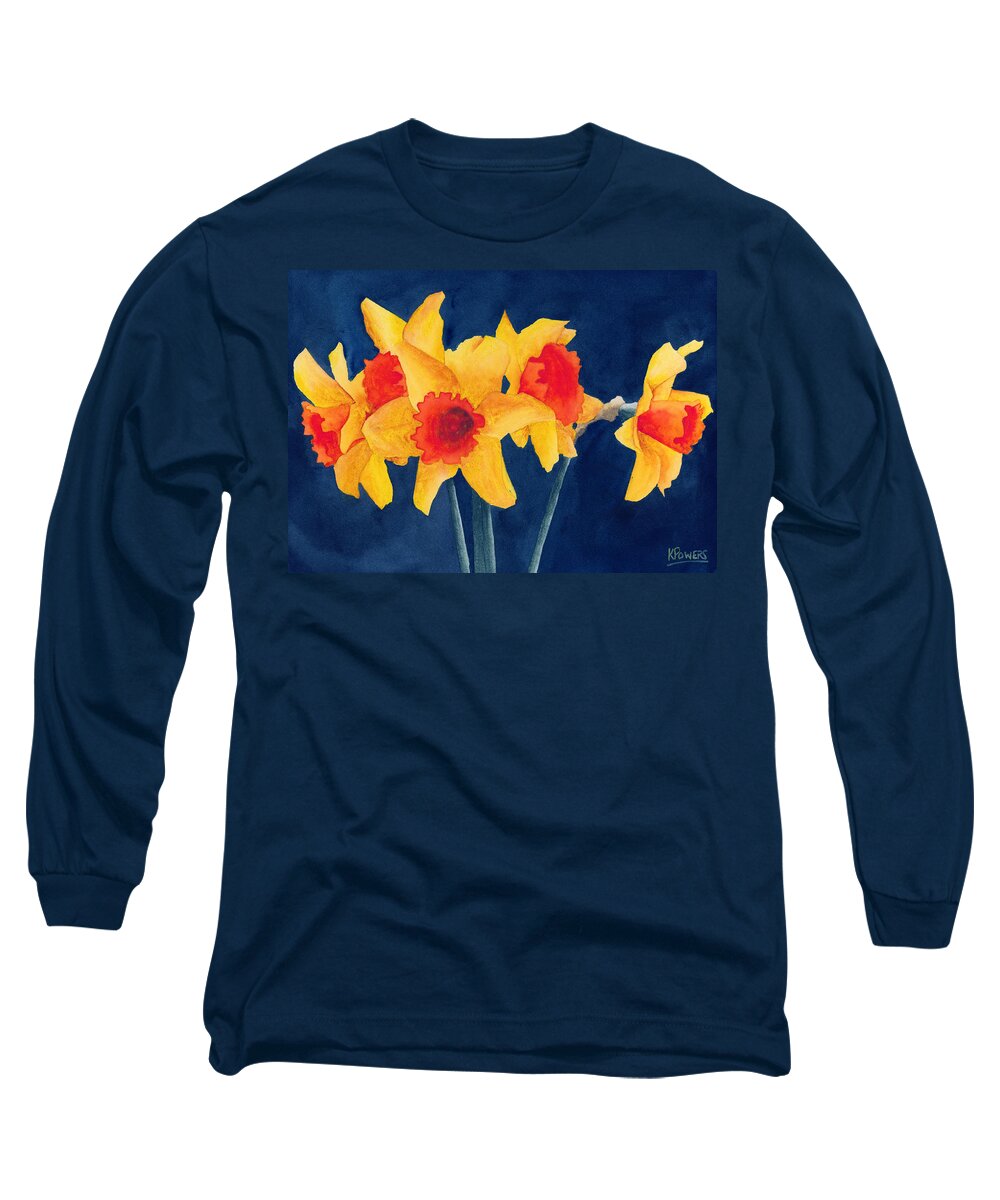 Watercolor Long Sleeve T-Shirt featuring the painting Shy by Ken Powers