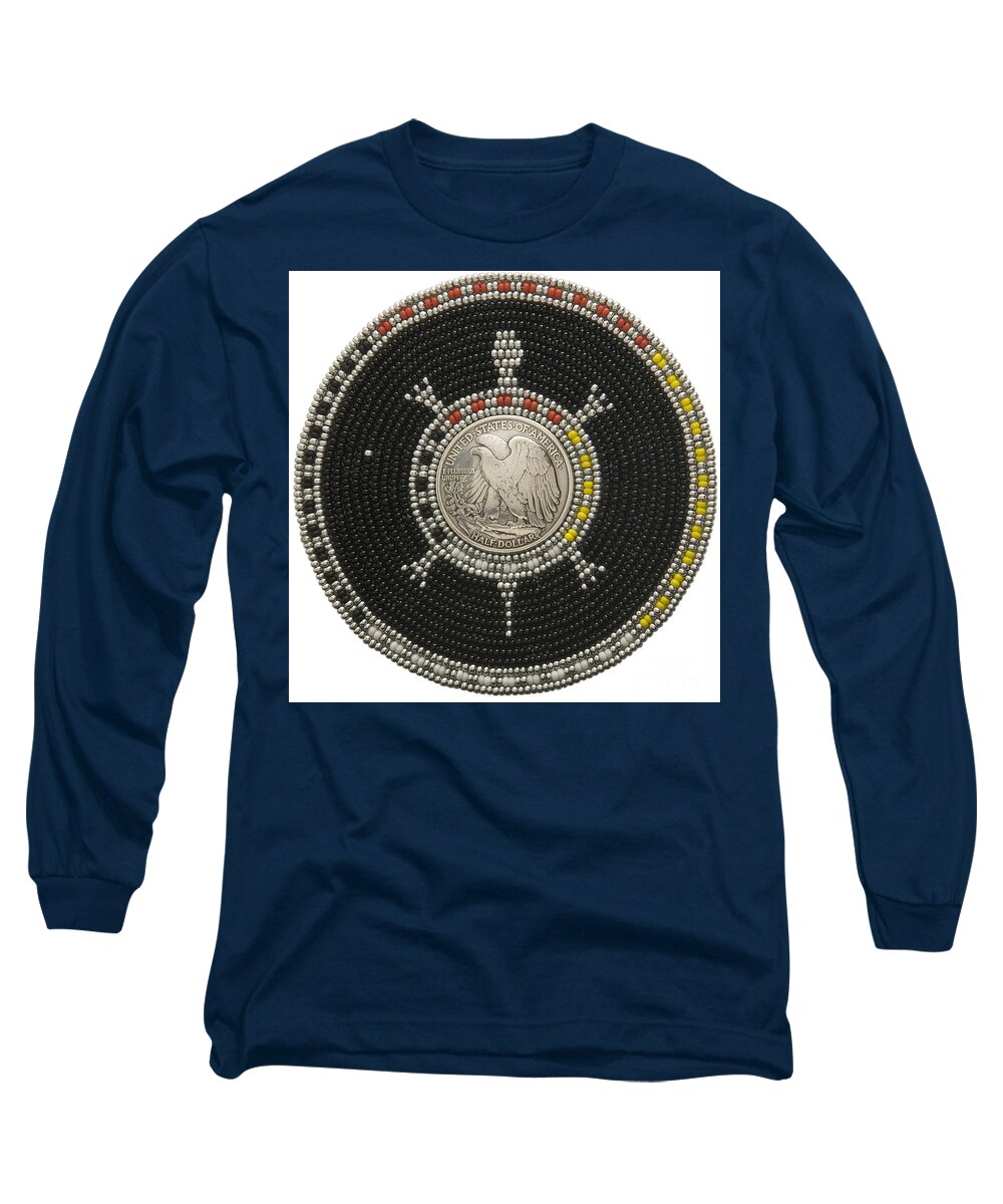 Medallion Long Sleeve T-Shirt featuring the mixed media Silver Eagle by Douglas Limon