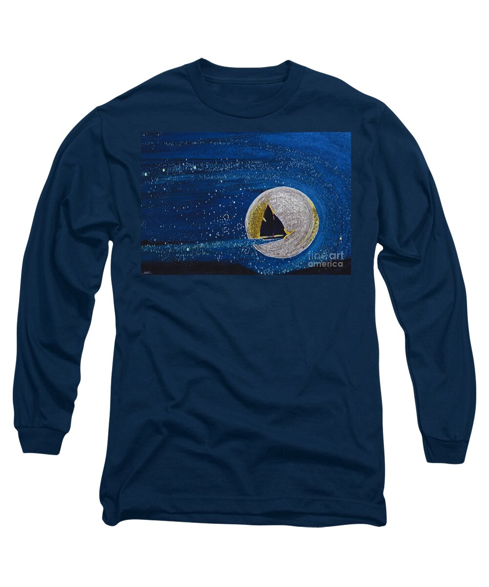 First Star Art Long Sleeve T-Shirt featuring the painting Star Sailing by jrr by First Star Art