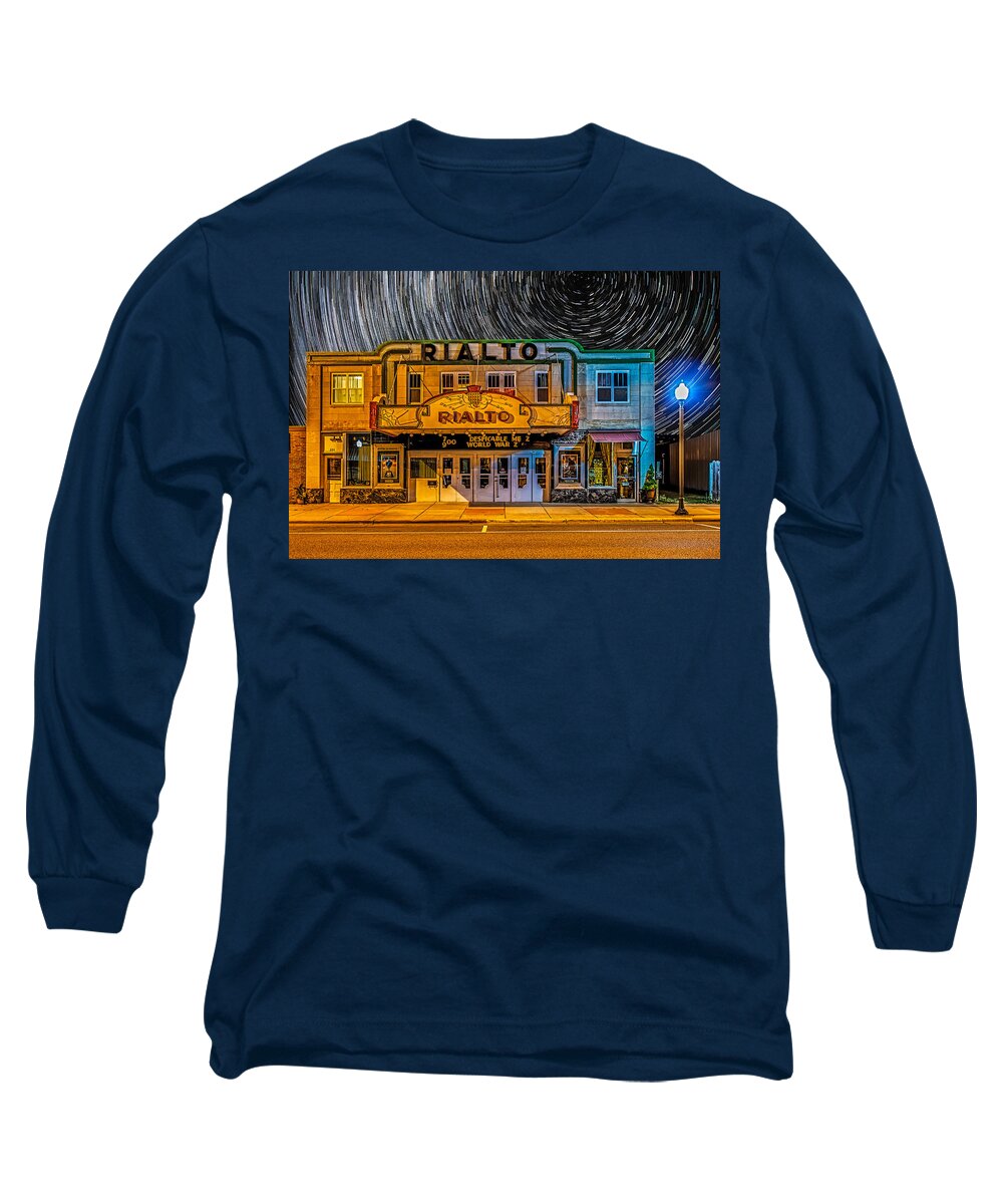 Rialto Long Sleeve T-Shirt featuring the photograph Star trails over the Rialto by Paul Freidlund