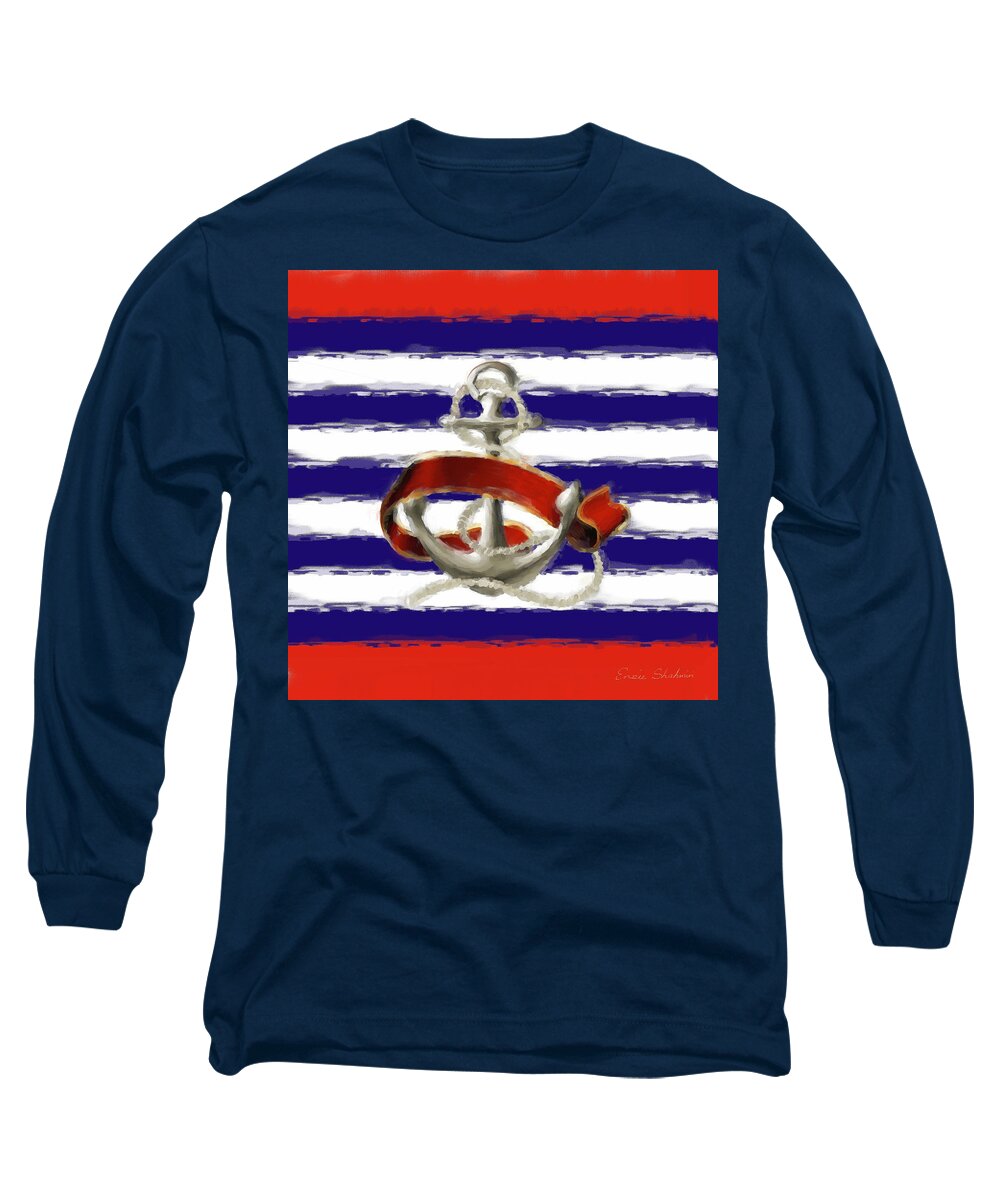 Anchor Long Sleeve T-Shirt featuring the painting Stay Anchored by Portraits By NC