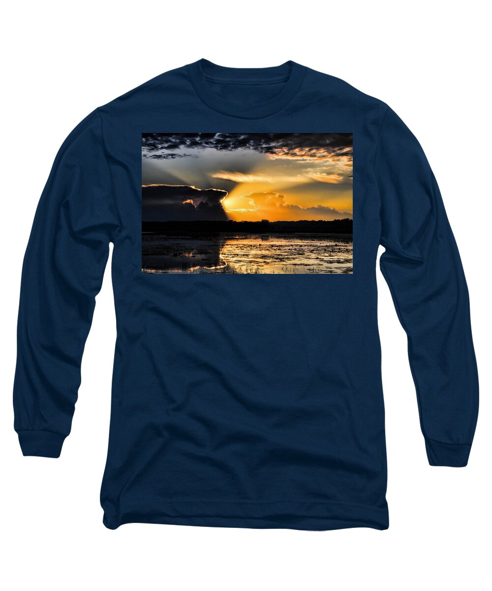 Sunset Long Sleeve T-Shirt featuring the photograph Sunset Over the Mead Wildlife Area by Dale Kauzlaric