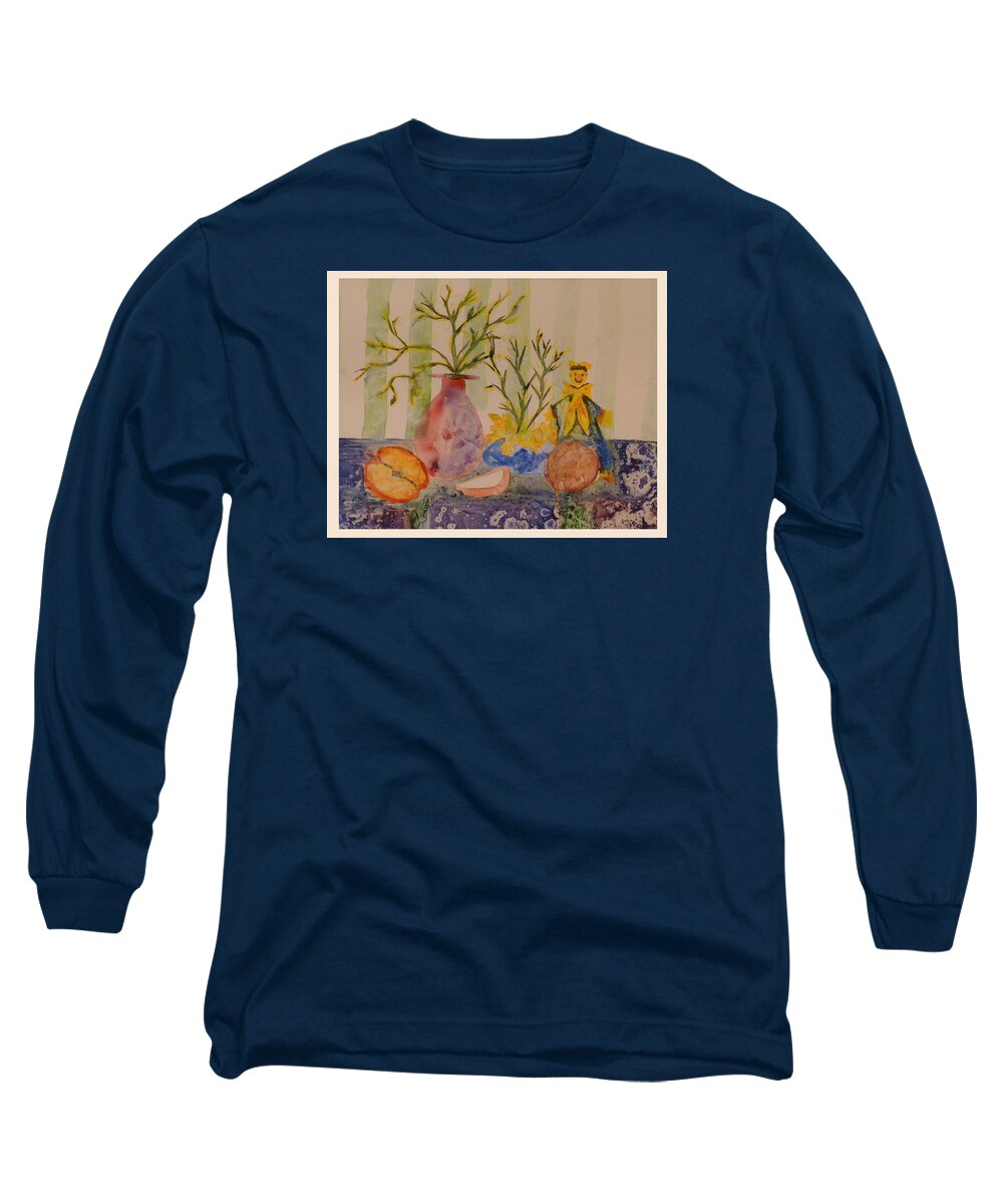 Watercolor On Yupo Long Sleeve T-Shirt featuring the painting Table Setting by Kim Shuckhart Gunns