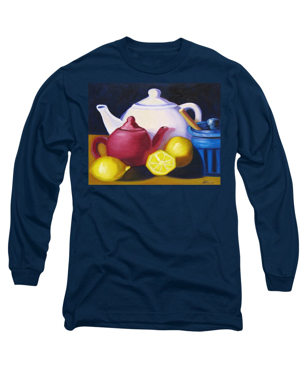 Teapot Long Sleeve T-Shirt featuring the photograph Teapots in Primary Colors by Natalie Rotman Cote