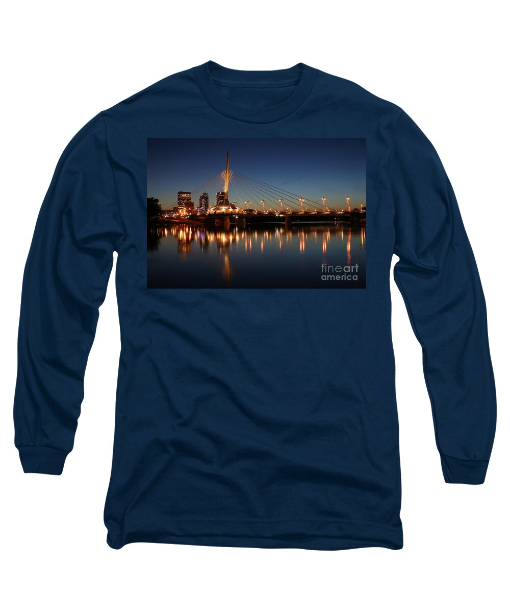 Winnipeg Long Sleeve T-Shirt featuring the photograph The Bridge Over Calm Waters by Teresa Zieba