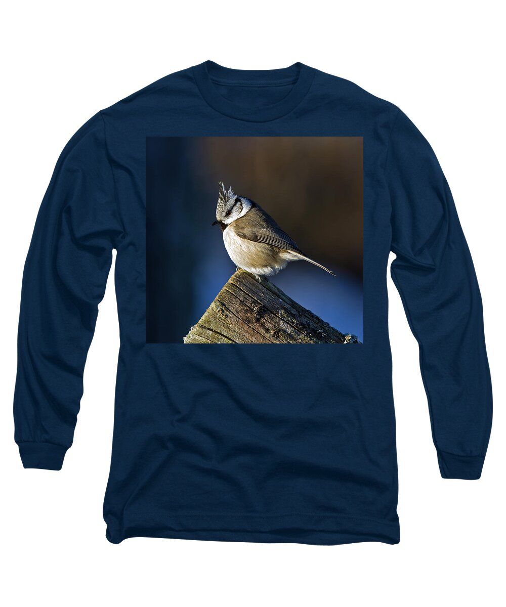 Crested Tit Long Sleeve T-Shirt featuring the photograph The Crested Tit in the Sun by Torbjorn Swenelius