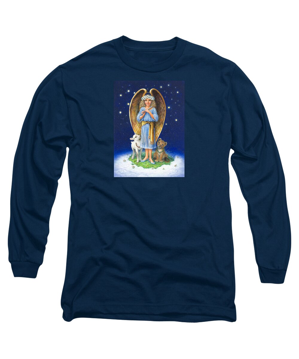 Angel Long Sleeve T-Shirt featuring the painting The Littlest Angel by Lynn Bywaters