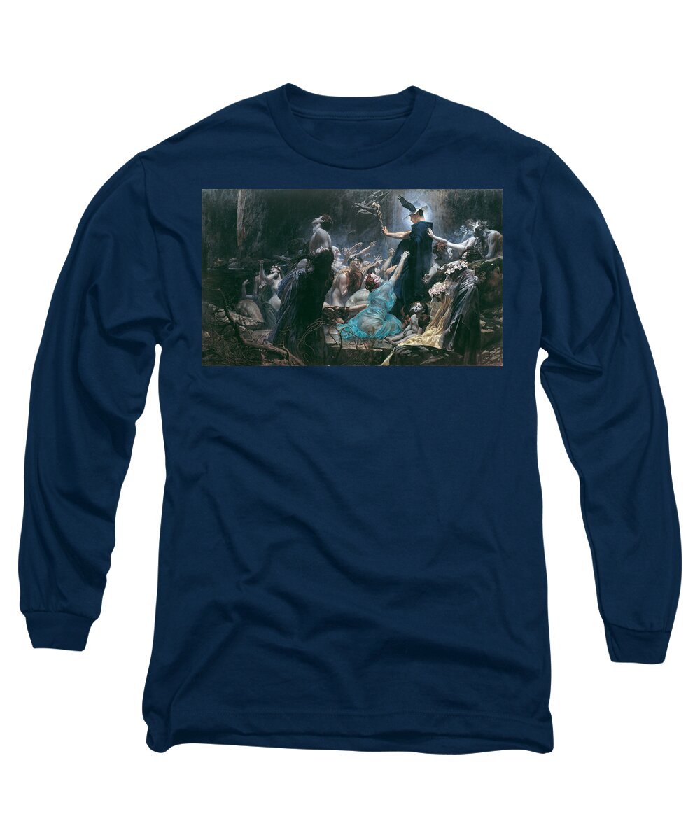 Adolf Hiremy-hirschl Long Sleeve T-Shirt featuring the painting The Souls of Acheron by Adolf Hiremy-Hirschl