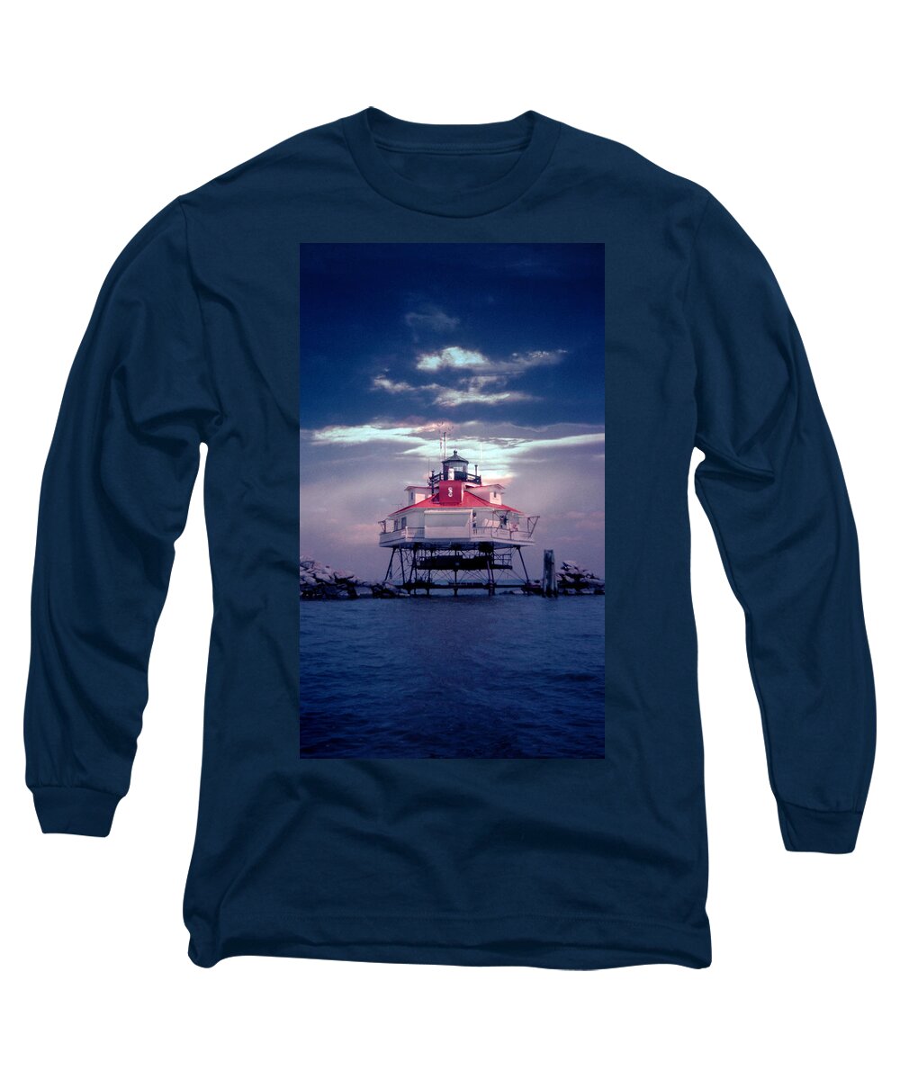 Lighthouse Long Sleeve T-Shirt featuring the photograph Thomas Pt. Shoal Lighthouse by Skip Willits