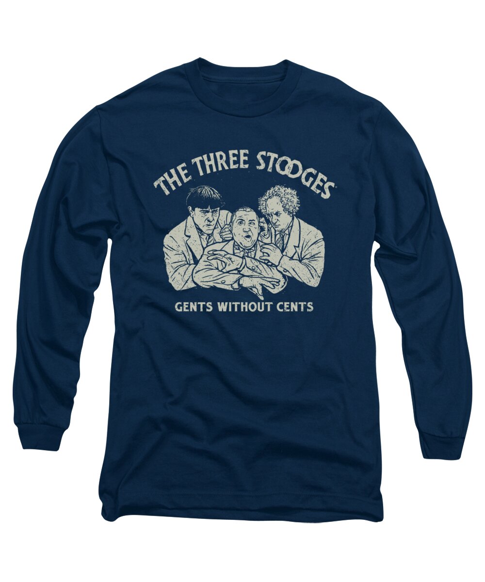 The Three Stooges Long Sleeve T-Shirt featuring the digital art Three Stooges - Without Cents by Brand A