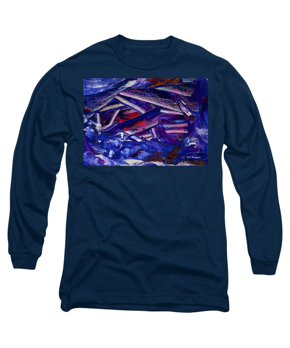 Blue Long Sleeve T-Shirt featuring the painting Tsunami by Dick Bourgault