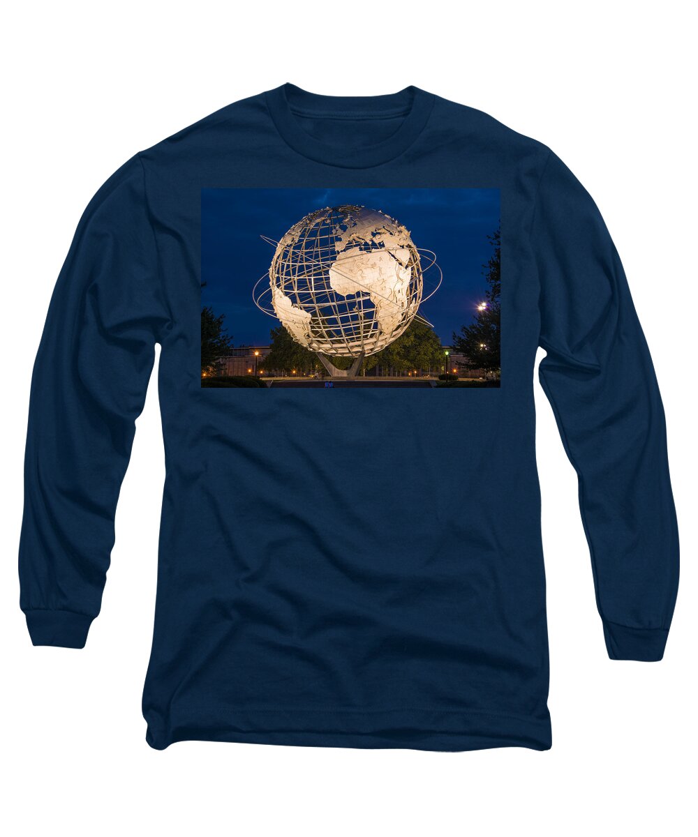 Flushing Long Sleeve T-Shirt featuring the photograph Unisphere Nights by Theodore Jones