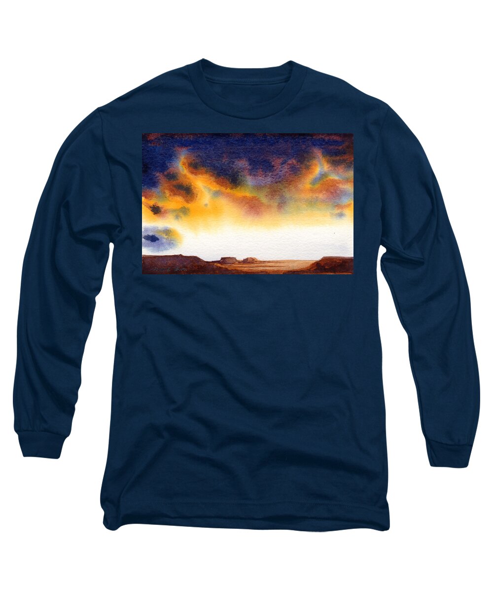 Watercolor Long Sleeve T-Shirt featuring the painting Mesa by Konnie Kim