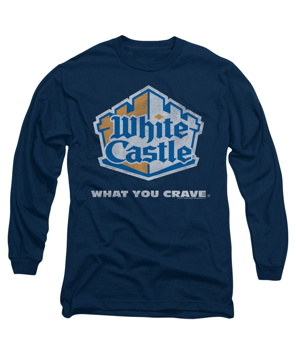 White Castle Long Sleeve T-Shirt featuring the digital art White Castle - Distressed Logo by Brand A