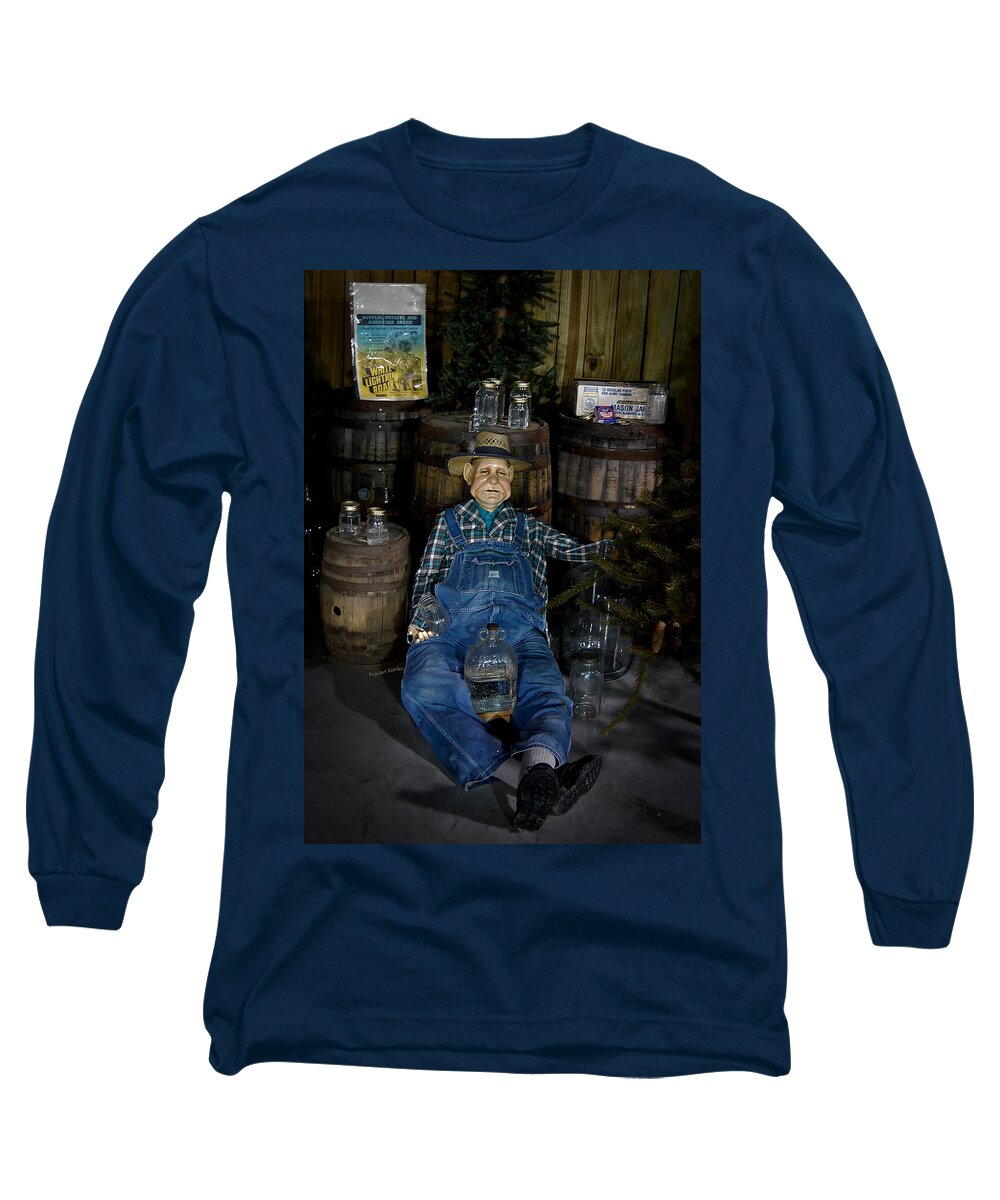 Wax Figure Long Sleeve T-Shirt featuring the photograph White Lightnin Road and Jeb by DigiArt Diaries by Vicky B Fuller