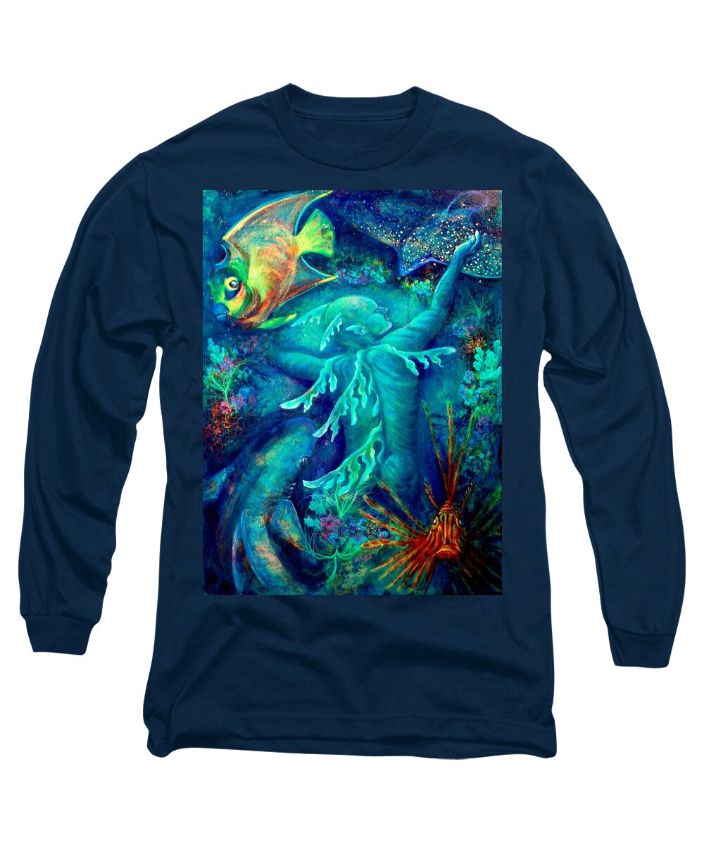 Florida Reefs Long Sleeve T-Shirt featuring the painting World by Ashley Kujan