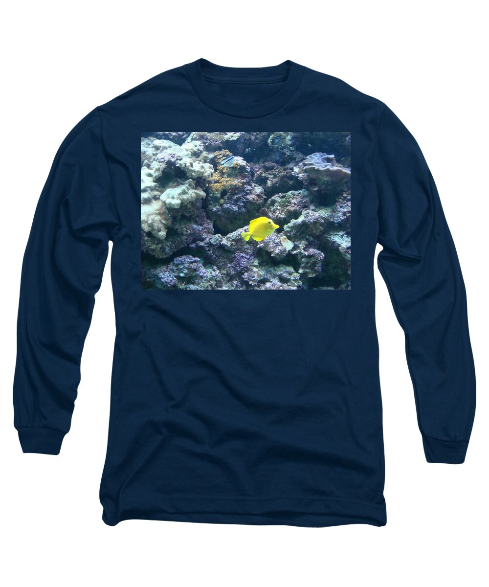 Reef Long Sleeve T-Shirt featuring the photograph Yellow Fish by Anthony Seeker