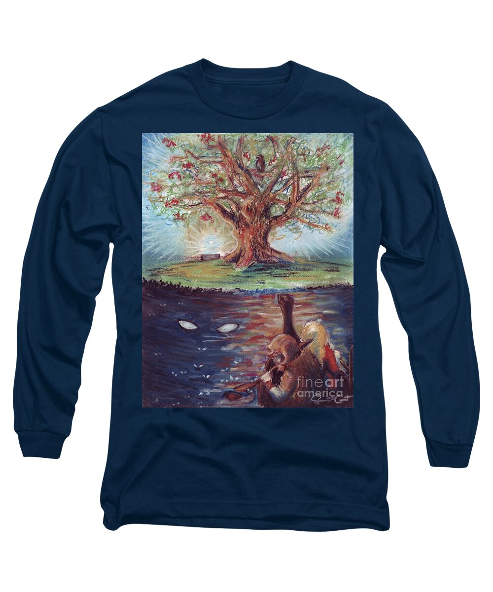 Yggdrasil Long Sleeve T-Shirt featuring the pastel Yggdrasil - the Last Refuge by Samantha Geernaert