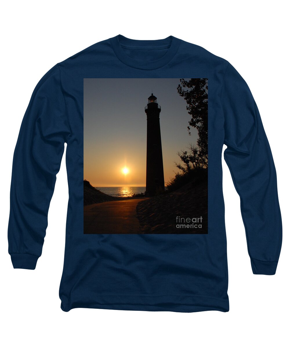 Lighthouse Long Sleeve T-Shirt featuring the photograph Little Sable Point Lighthouse #1 by Grace Grogan