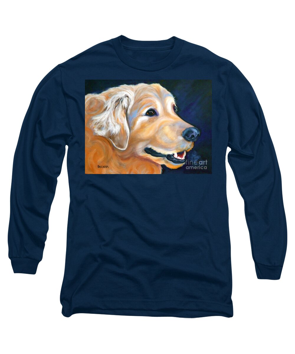 Dog Long Sleeve T-Shirt featuring the painting A Golden Adventure by Susan A Becker