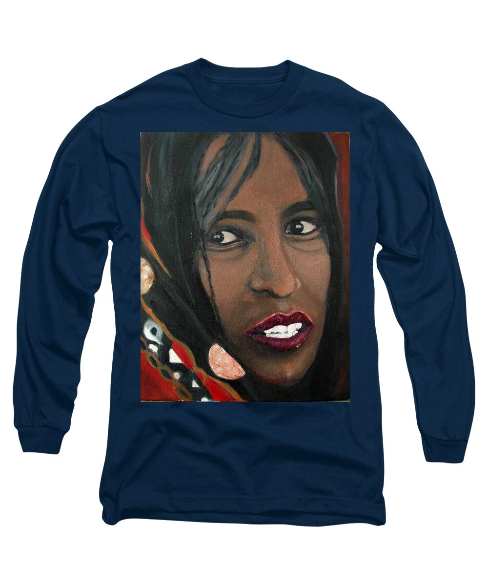 Africa Long Sleeve T-Shirt featuring the painting Alem E. W. by Anna Ruzsan