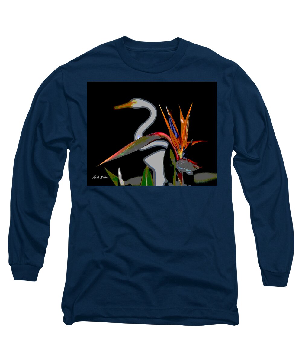 Bird Of Paradise Long Sleeve T-Shirt featuring the photograph Birds in my paradise... by Maria Nesbit