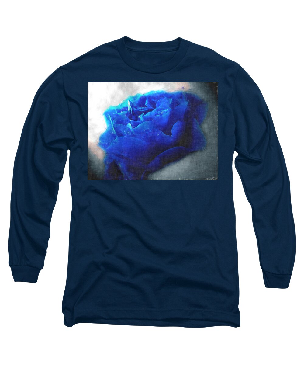  Long Sleeve T-Shirt featuring the digital art Blue Rose by Debbie Portwood