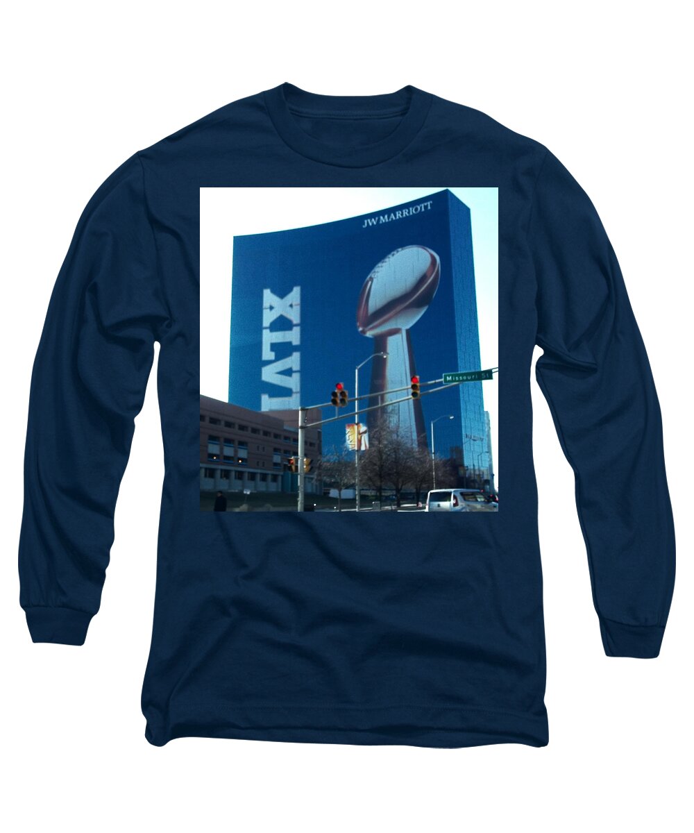 Super Bowl Long Sleeve T-Shirt featuring the photograph Indianapolis Marriott trubute to Super Bowl 46 by Stephen King