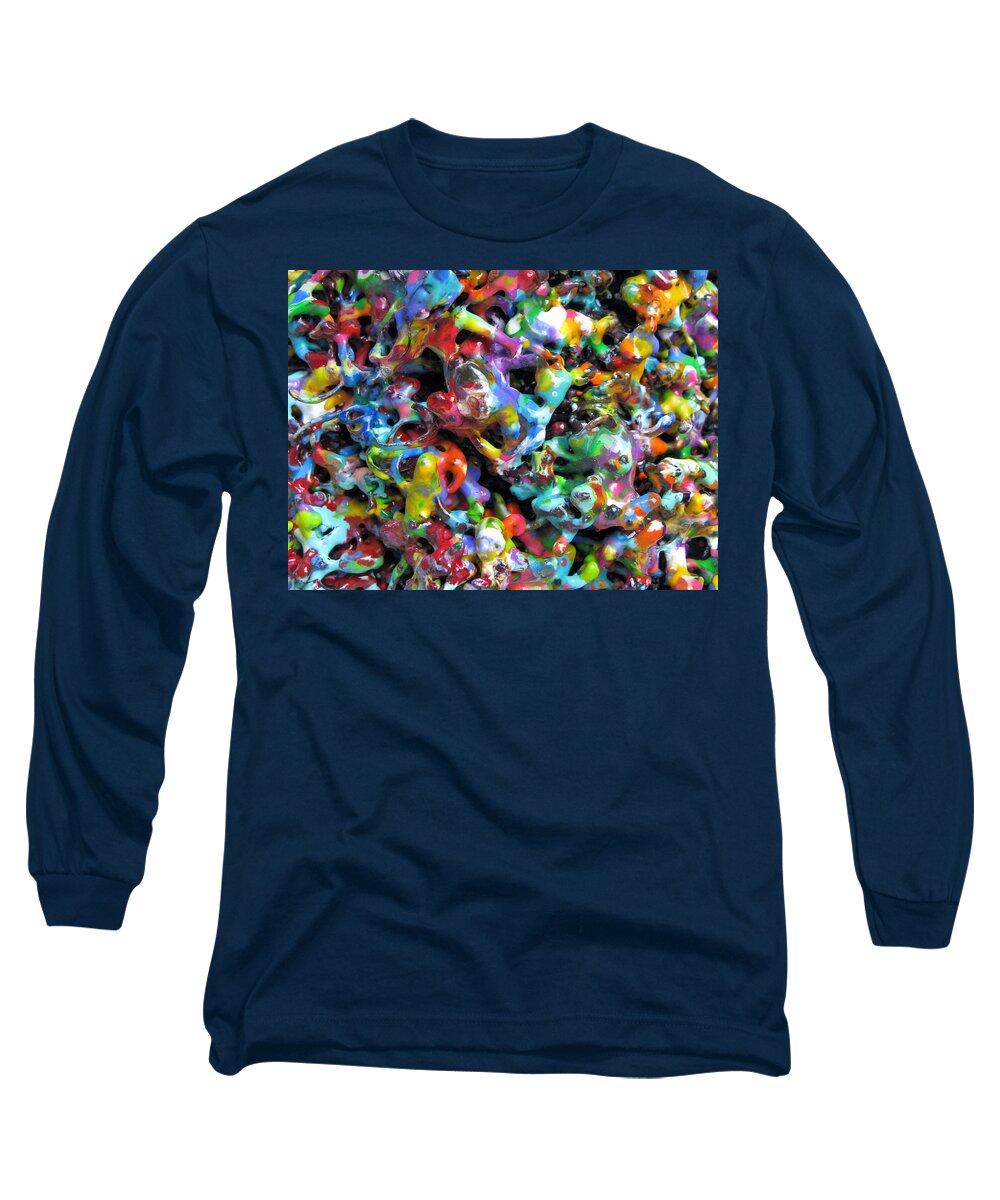 Abstract Long Sleeve T-Shirt featuring the painting Magic Colors Sculpture Nineteen Ninety Nine by Carl Deaville
