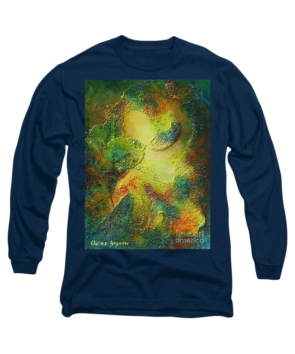 Abstract Long Sleeve T-Shirt featuring the painting Octopus by Claire Gagnon