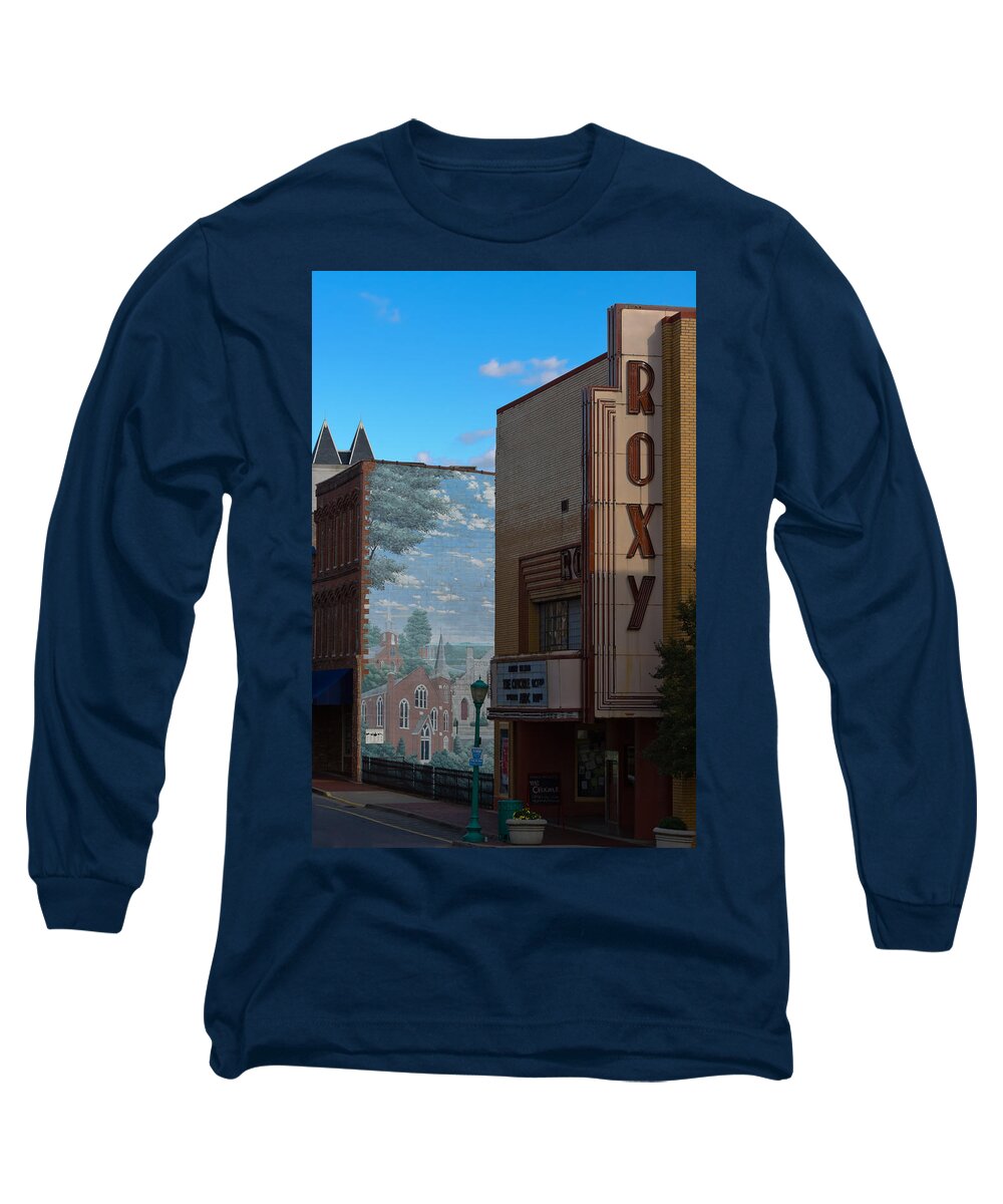 Clarksville Long Sleeve T-Shirt featuring the photograph Roxy Theater and Mural by Ed Gleichman