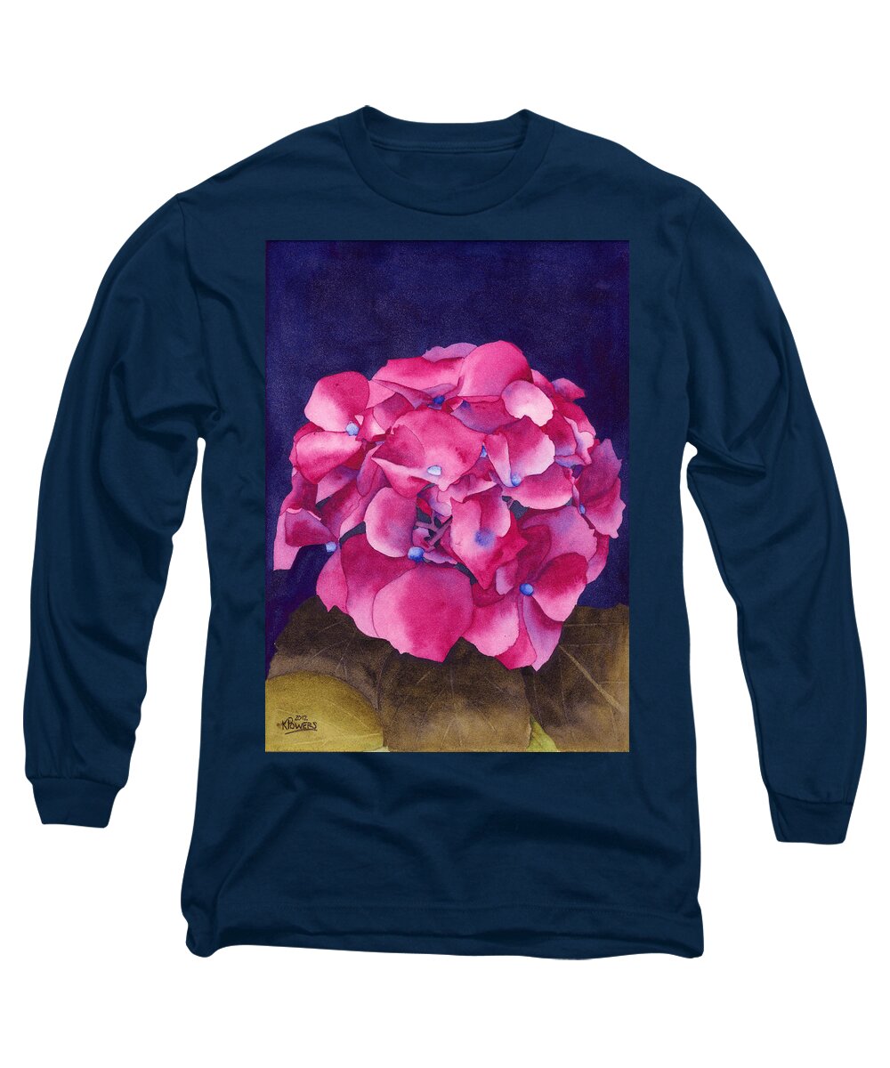 Watercolor Long Sleeve T-Shirt featuring the painting Summer Hydrangea by Ken Powers