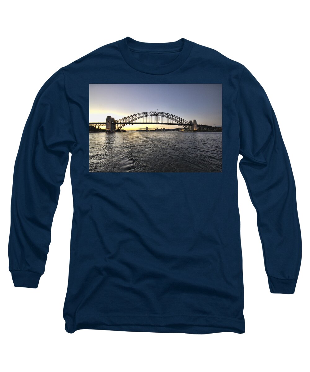 Sunset Long Sleeve T-Shirt featuring the photograph Sunset over Sydney Harbor Bridge by Douglas Barnard