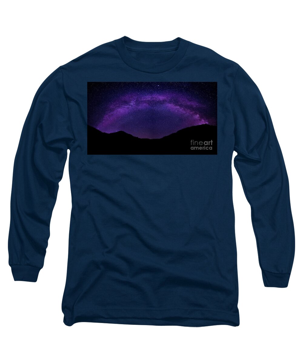 Alps Long Sleeve T-Shirt featuring the photograph milky way above the Alps #1 by Hannes Cmarits