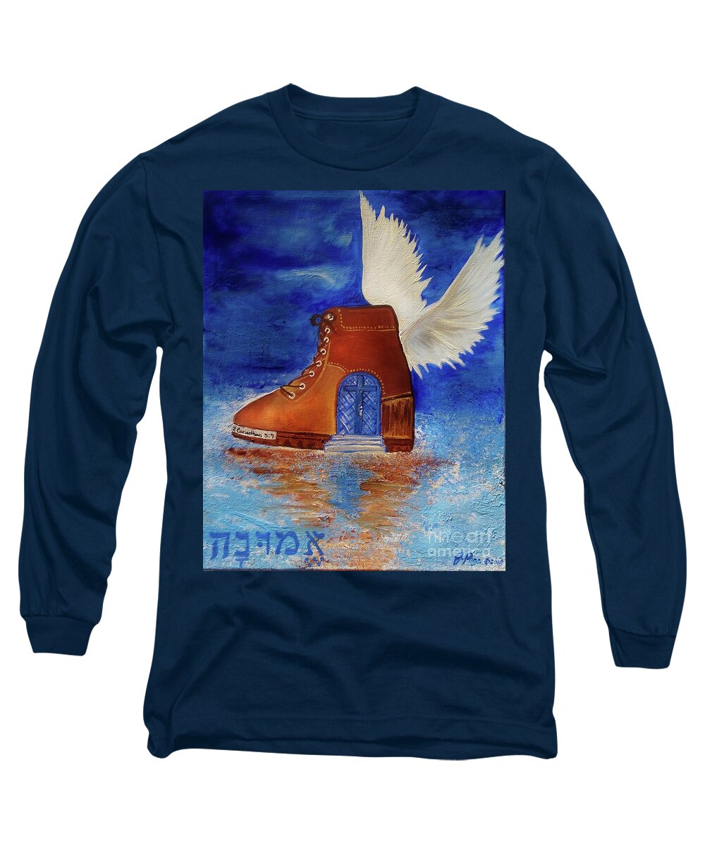 Jennifer Page Long Sleeve T-Shirt featuring the painting Walk by Faith #1 by Jennifer Page