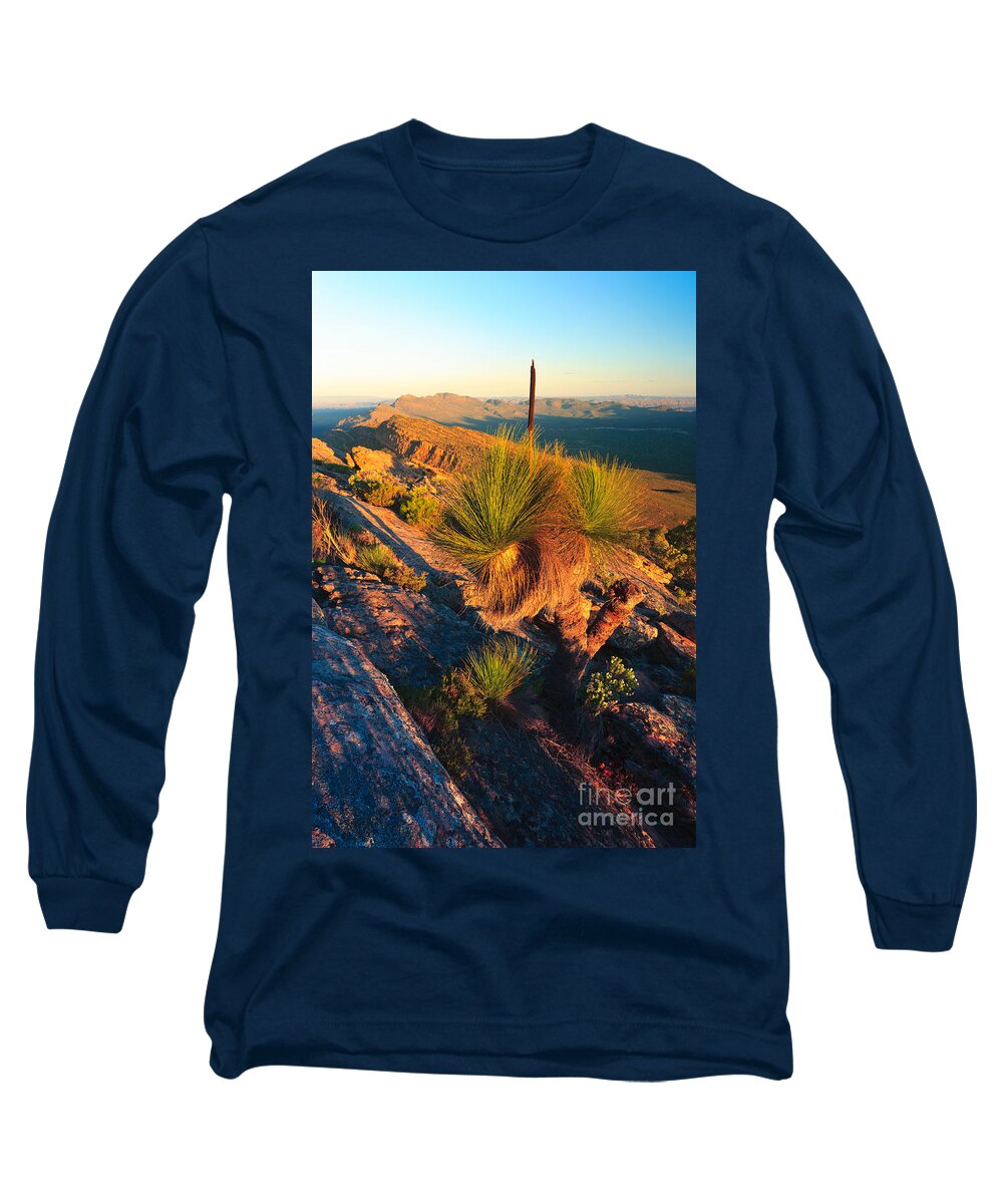 Wilpena Pound St Mary Peak Filinders Ranges South Australia Australain Landscape Landscapes Outback Moon Xanthorhoea Long Sleeve T-Shirt featuring the photograph Wilpena Pound #10 by Bill Robinson