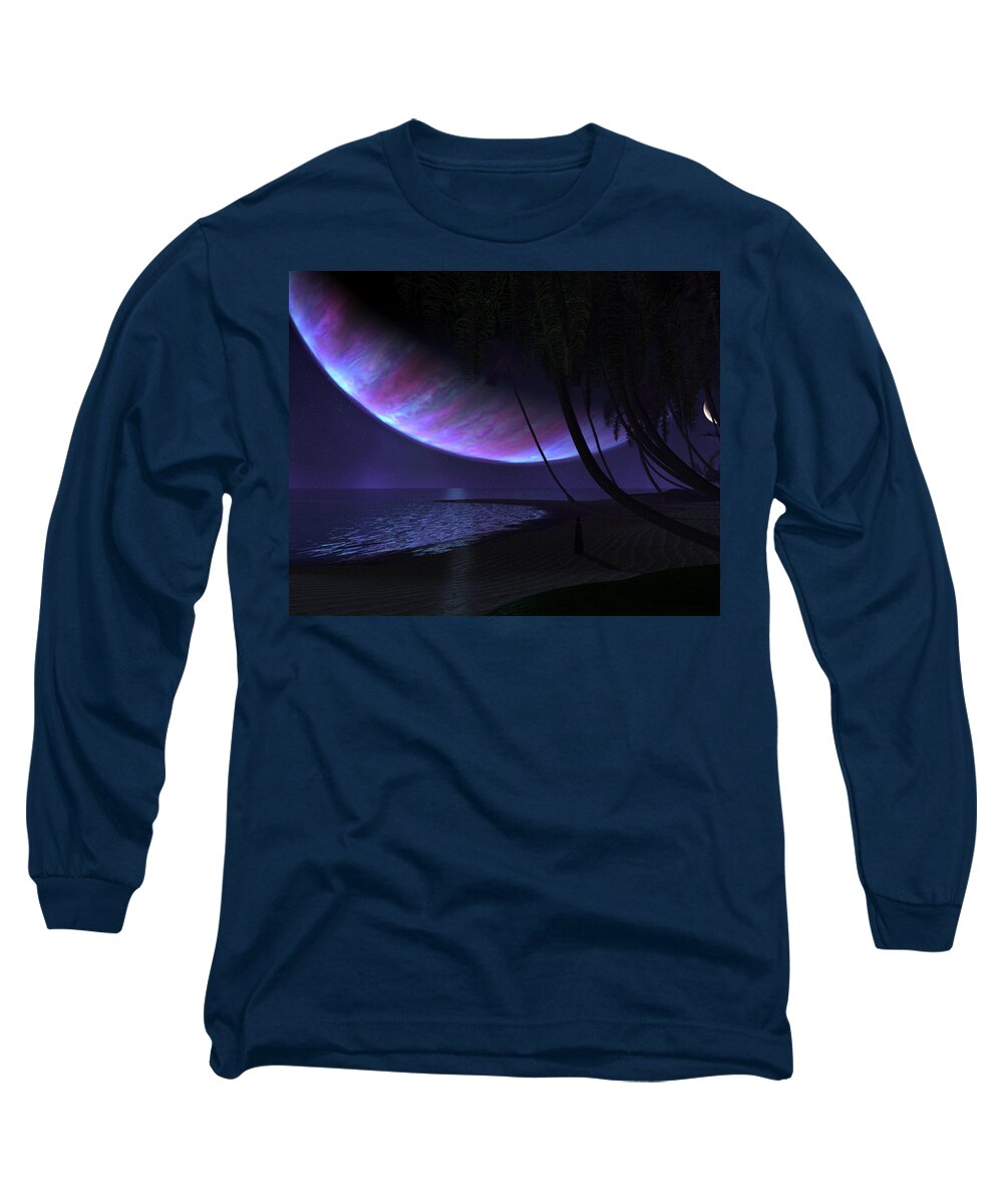 Planet Rise Long Sleeve T-Shirt featuring the digital art Planet Rise #3 by Super Lovely