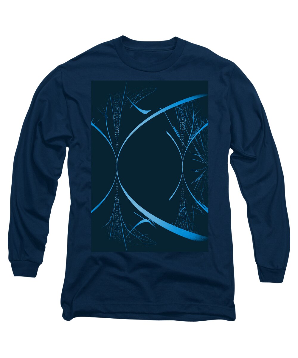 Abstract Long Sleeve T-Shirt featuring the mixed media 35 In Blue by John Krakora