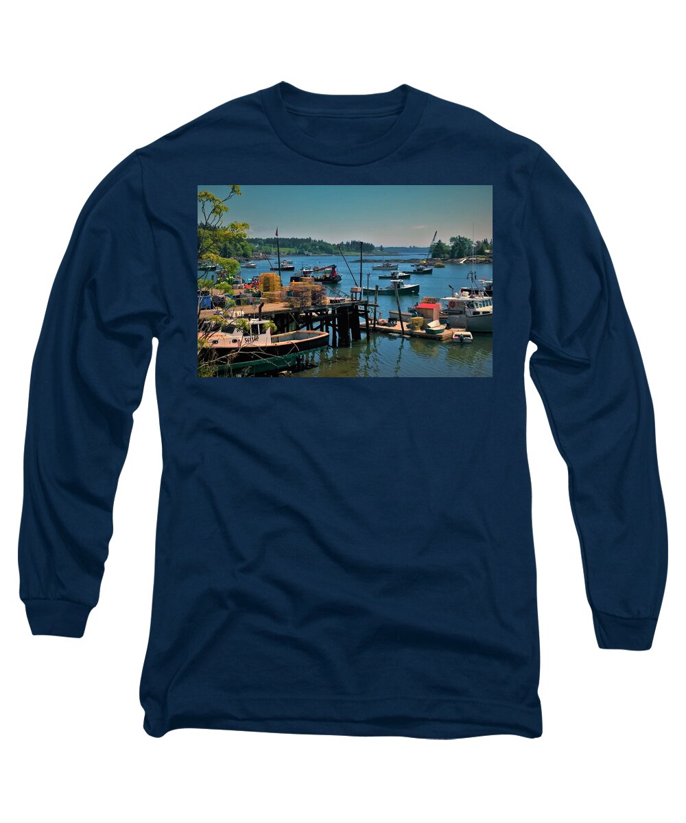Fishing Boats Long Sleeve T-Shirt featuring the photograph Booth Bay #4 by Lisa Dunn