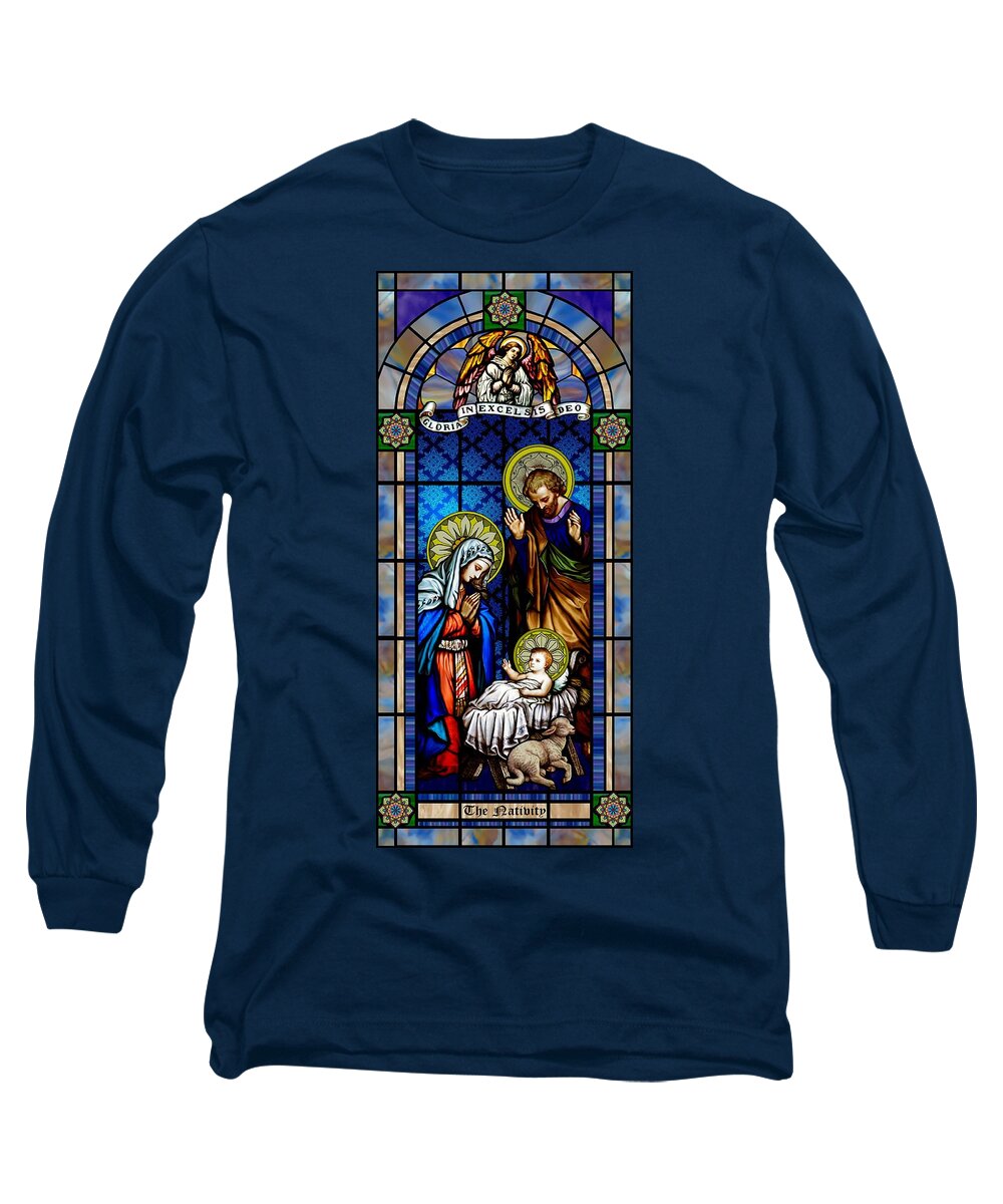 Stained Glass Long Sleeve T-Shirt featuring the mixed media Stained Glass  #4 by Anthony Seeker
