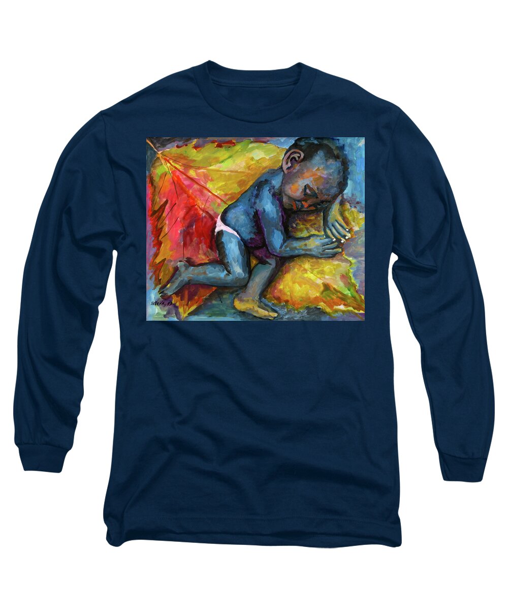 Child Long Sleeve T-Shirt featuring the painting A child by Yelena Tylkina