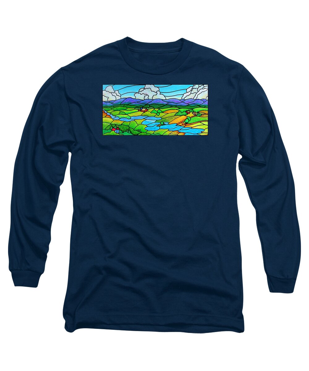 River Long Sleeve T-Shirt featuring the painting A River Runs Through It by Jim Harris
