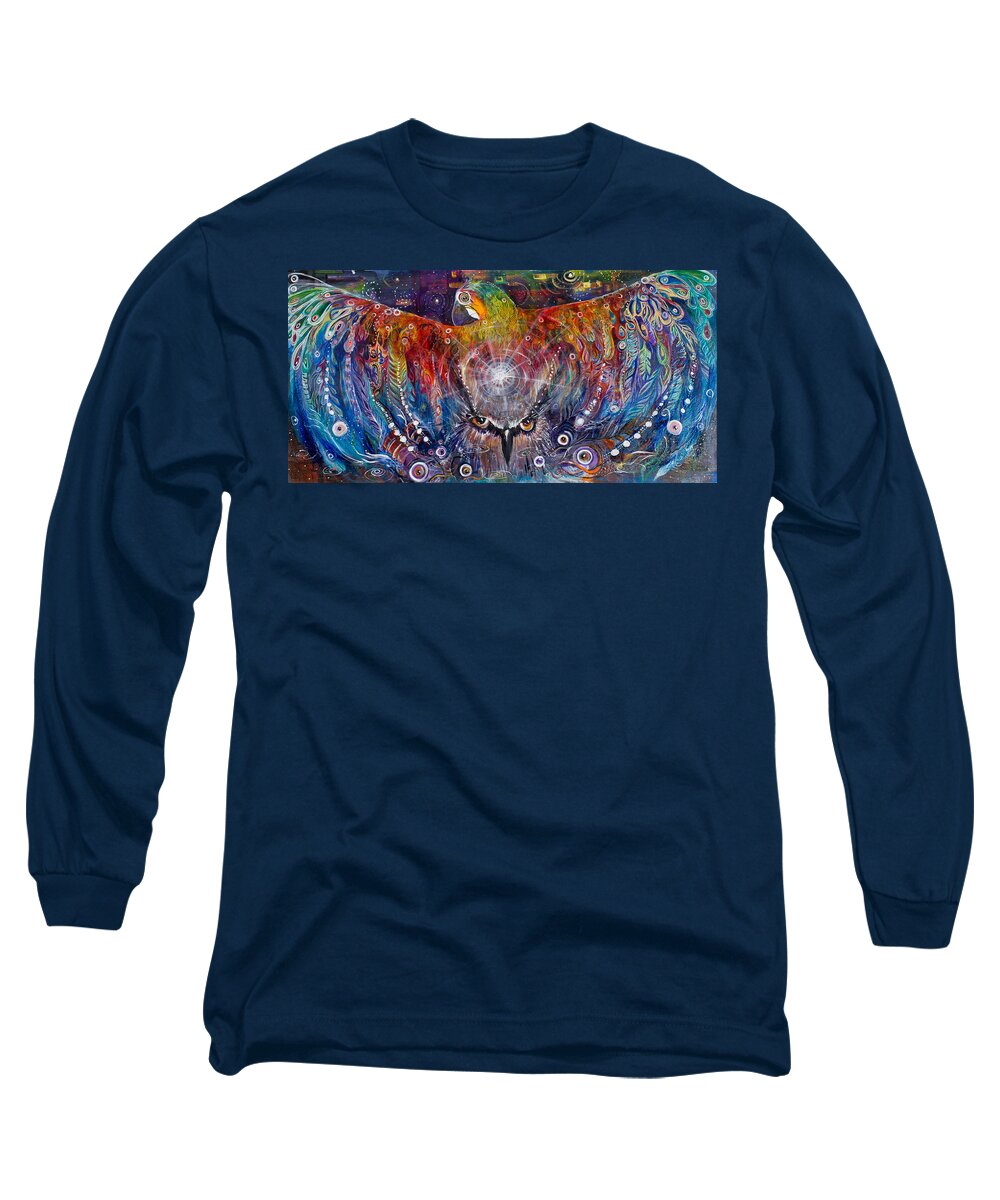 Parrott Long Sleeve T-Shirt featuring the painting Awaken by Leela Payne