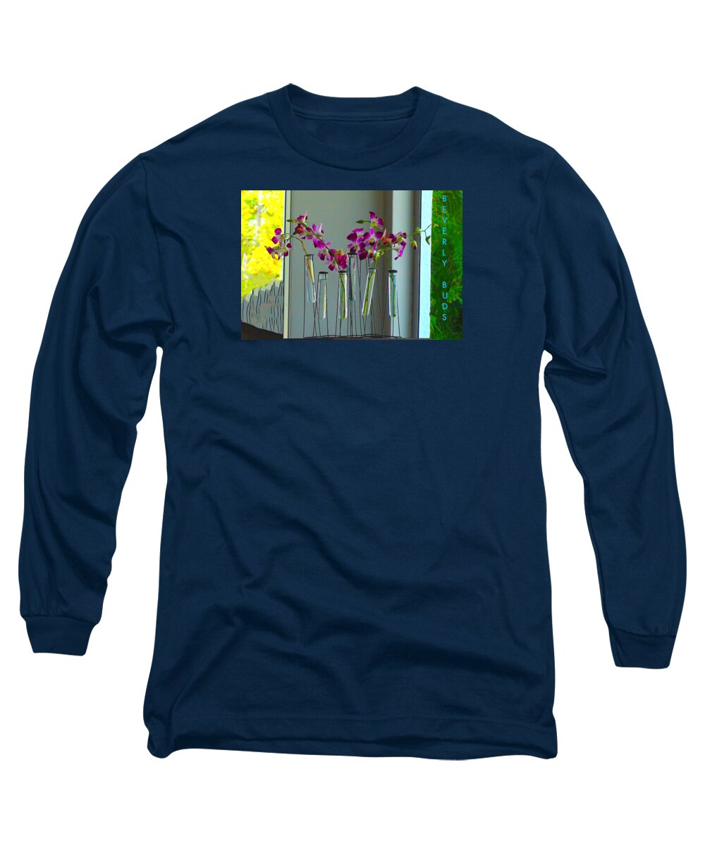 Flowers Long Sleeve T-Shirt featuring the digital art Beverly Buds 1 by Karen Francis