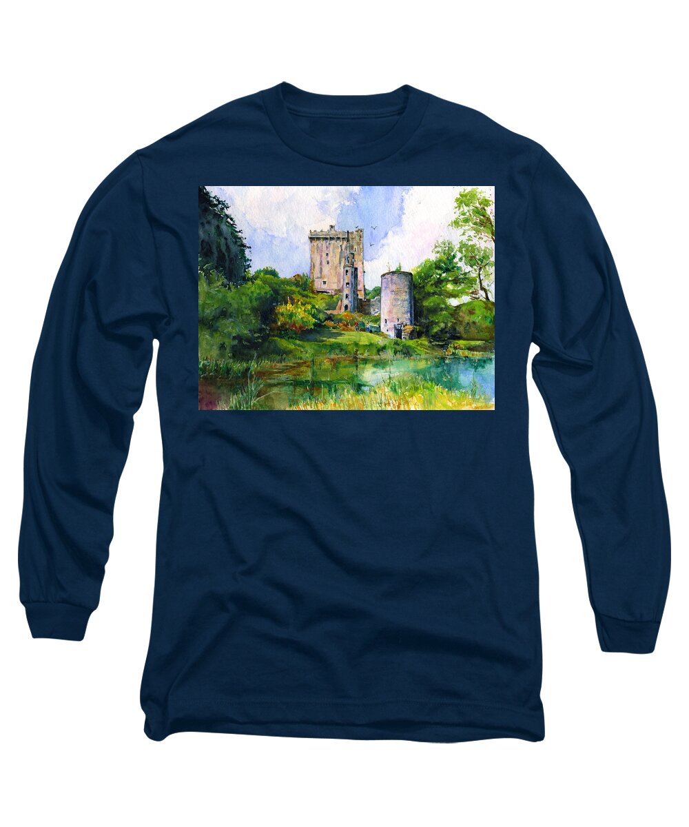 Blarney Castle Long Sleeve T-Shirt featuring the painting Blarney Castle Landscape by John D Benson