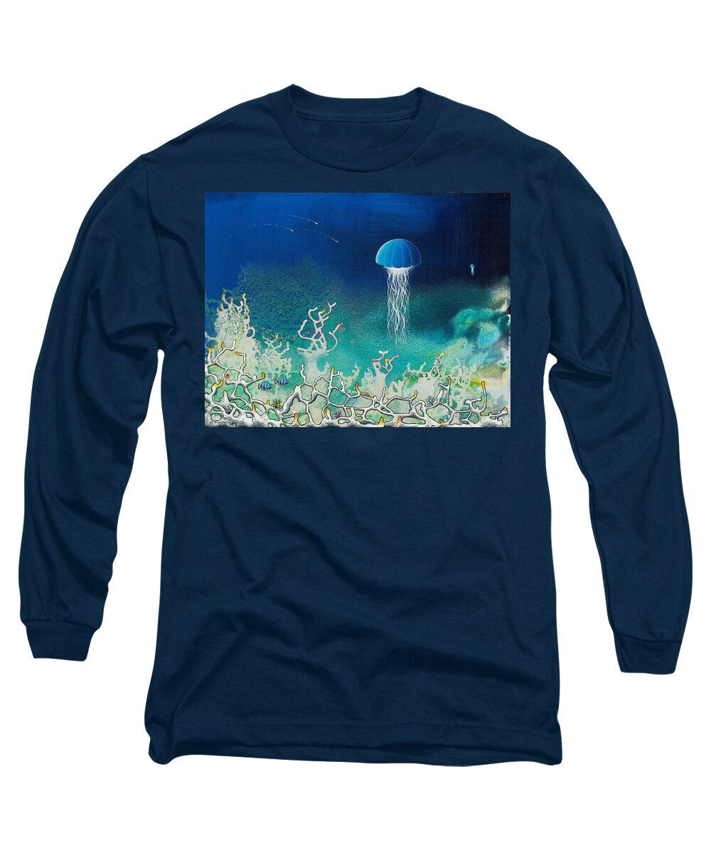 Beach House Long Sleeve T-Shirt featuring the painting Blue Angels by Lee Pantas
