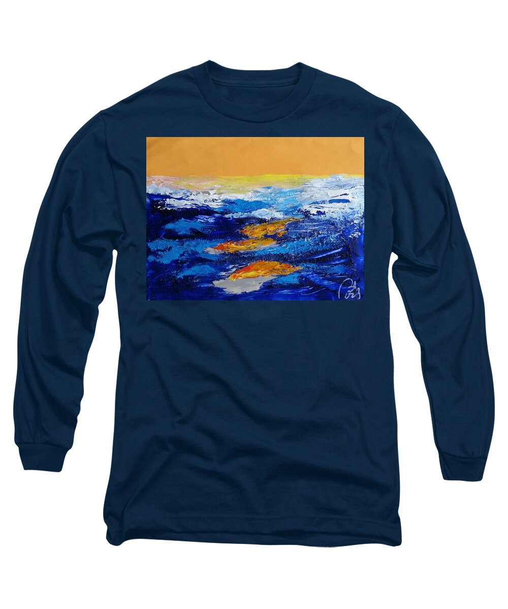Process Long Sleeve T-Shirt featuring the painting Blue landscape IV by Bachmors Artist
