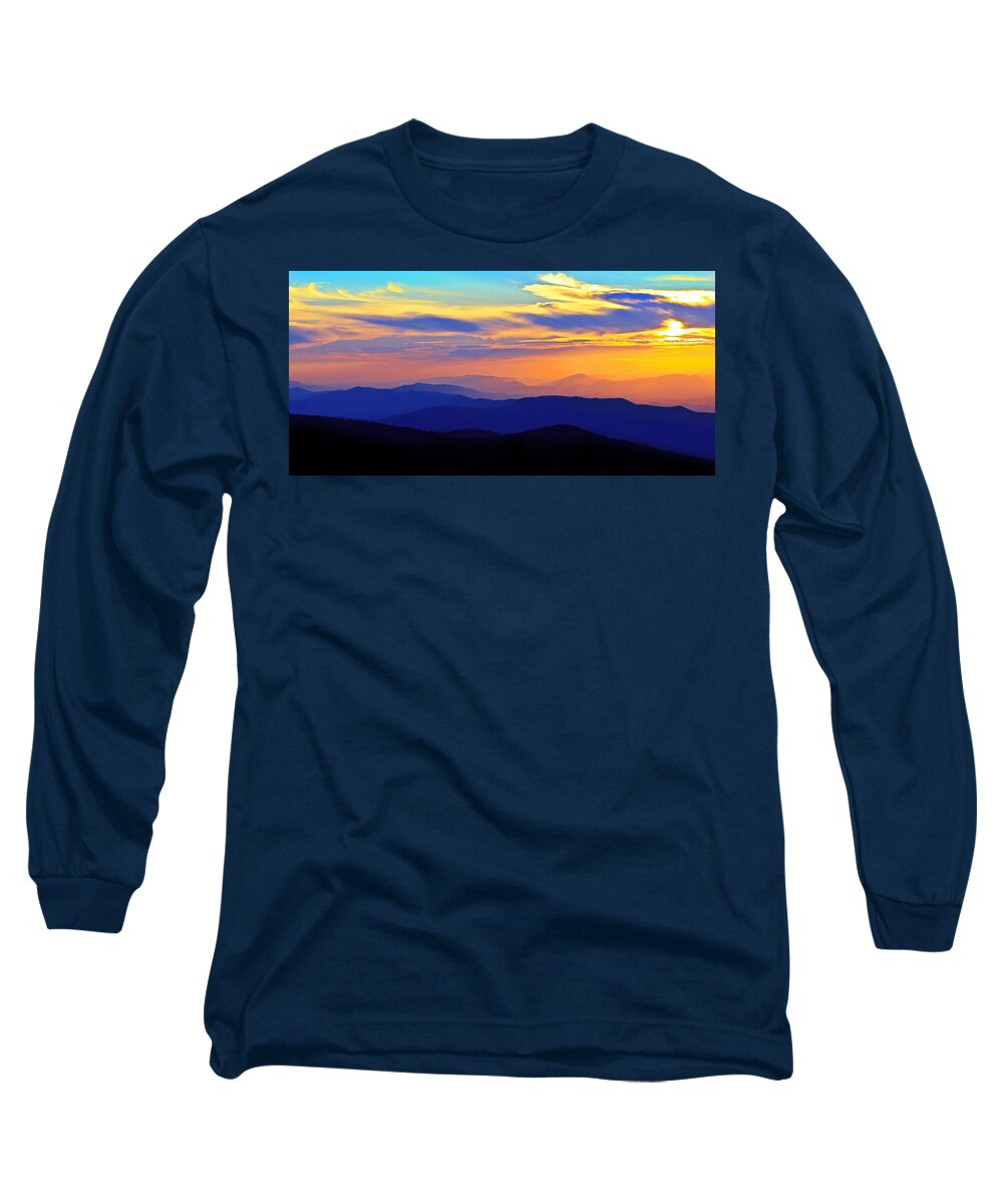 Blue Ridge Parkway Long Sleeve T-Shirt featuring the photograph Blue Ridge Sunset, Virginia by The James Roney Collection