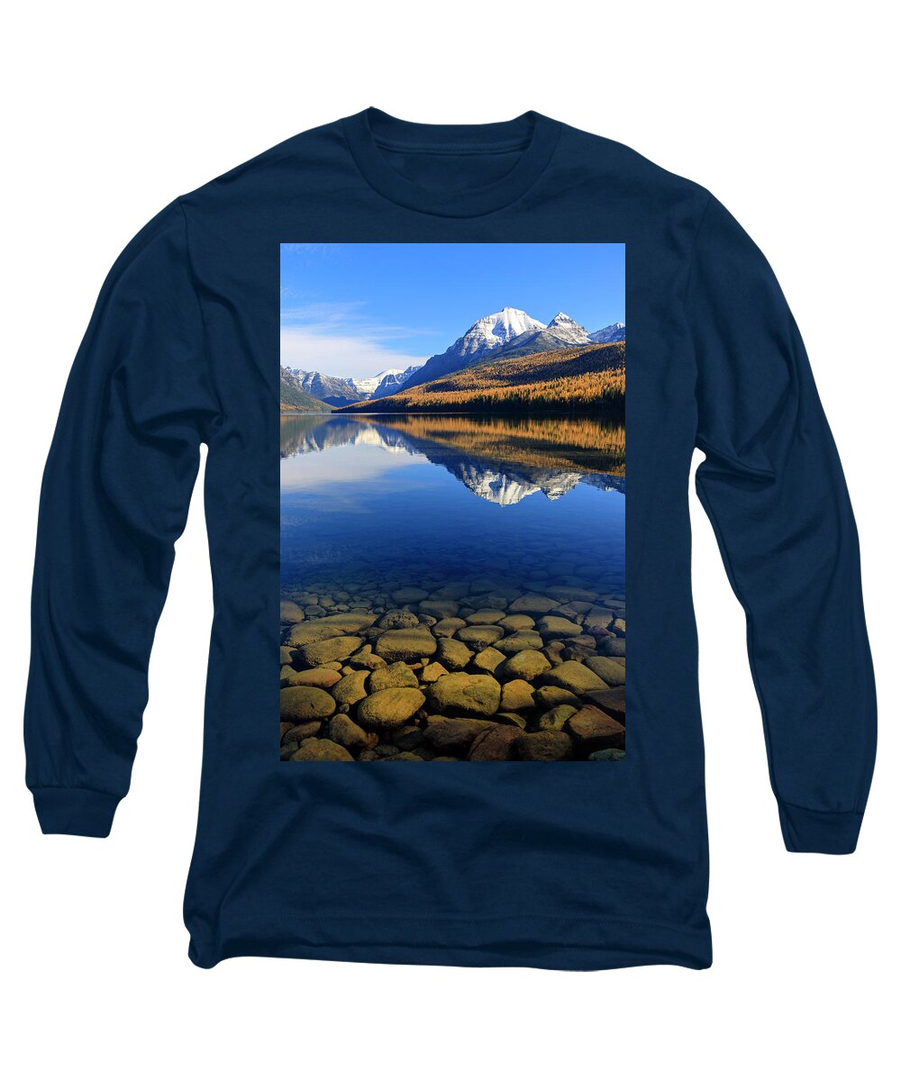Glacier National Park Long Sleeve T-Shirt featuring the photograph Bowman Lake Autumn by Jack Bell
