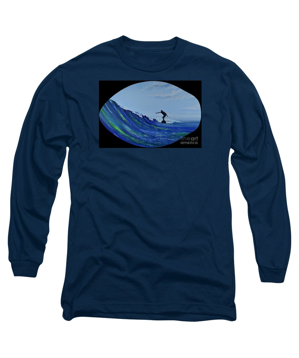 Skimboard Long Sleeve T-Shirt featuring the painting Catch A Wave by Mary Scott